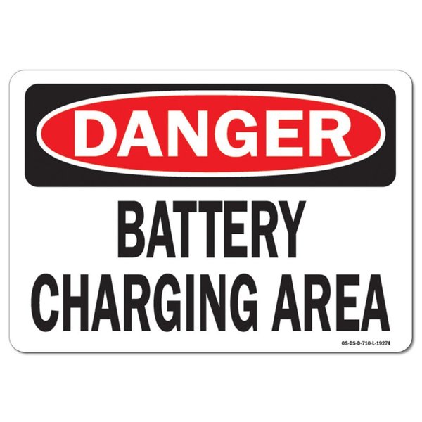 Signmission OSHA Danger Decal, Battery Charging Area, 14in X 10in Decal, 10" W, 14" L, Landscape OS-DS-D-1014-L-19274